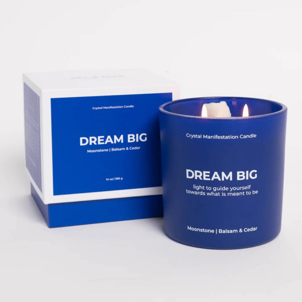 Jill & Ally Dream Big Moonstone Crystal Candle/Balsam And Cedar